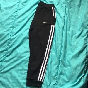 Adidas black and white stripped sweatpants size 14